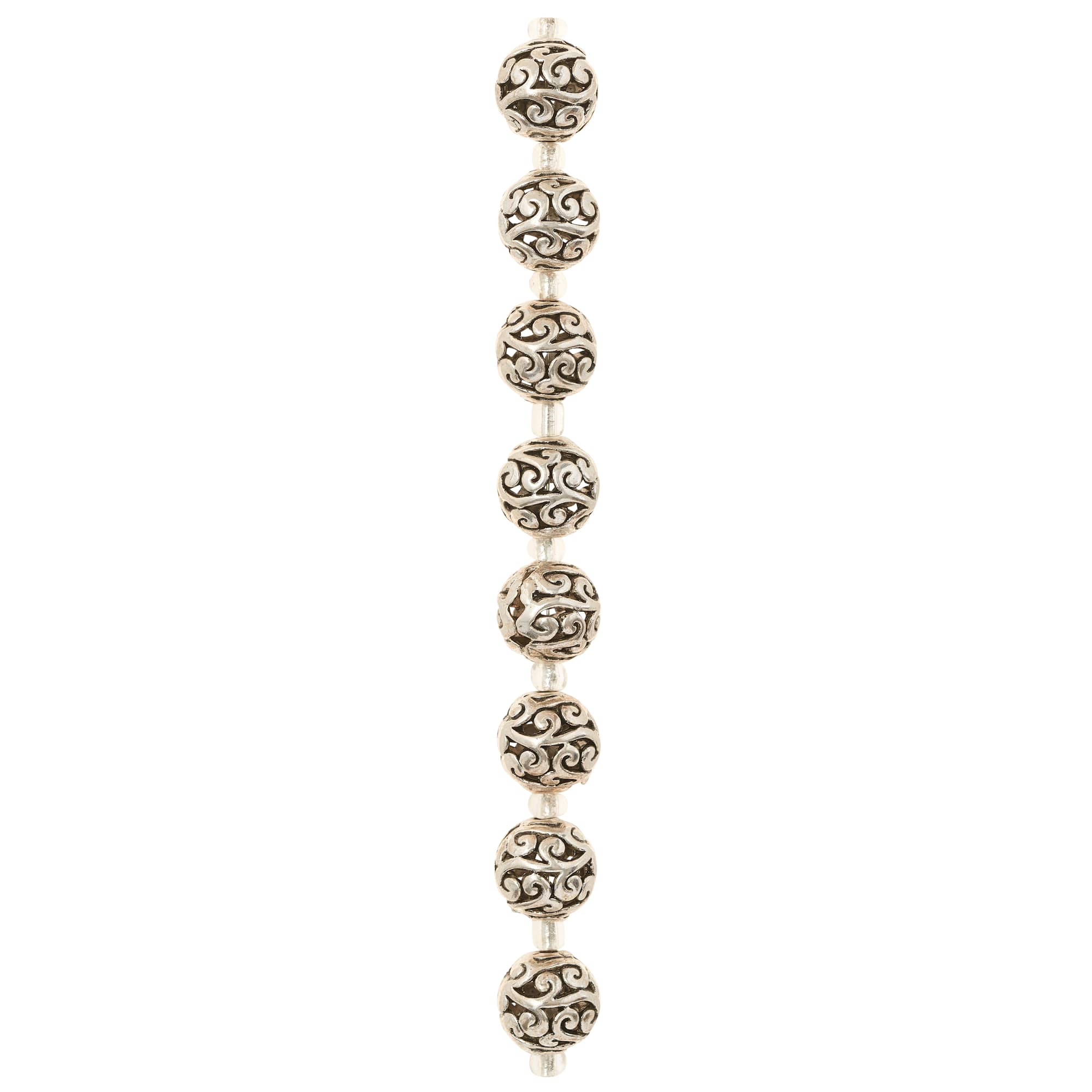 Silver-Plated Round Filigree Beads, 10mm by Bead Landing™
